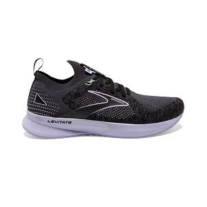 Brooks Levitate StealthFit 5 Womens Road Running Shoes Black/Grey/Purple | USA-DIT078156